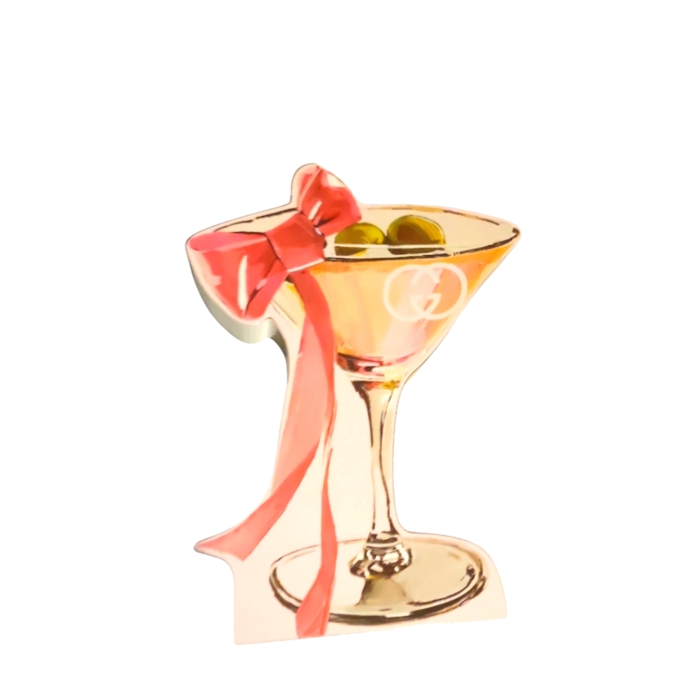 Fashion Home  pink martini glass Painted Art New Years Christmas NWT